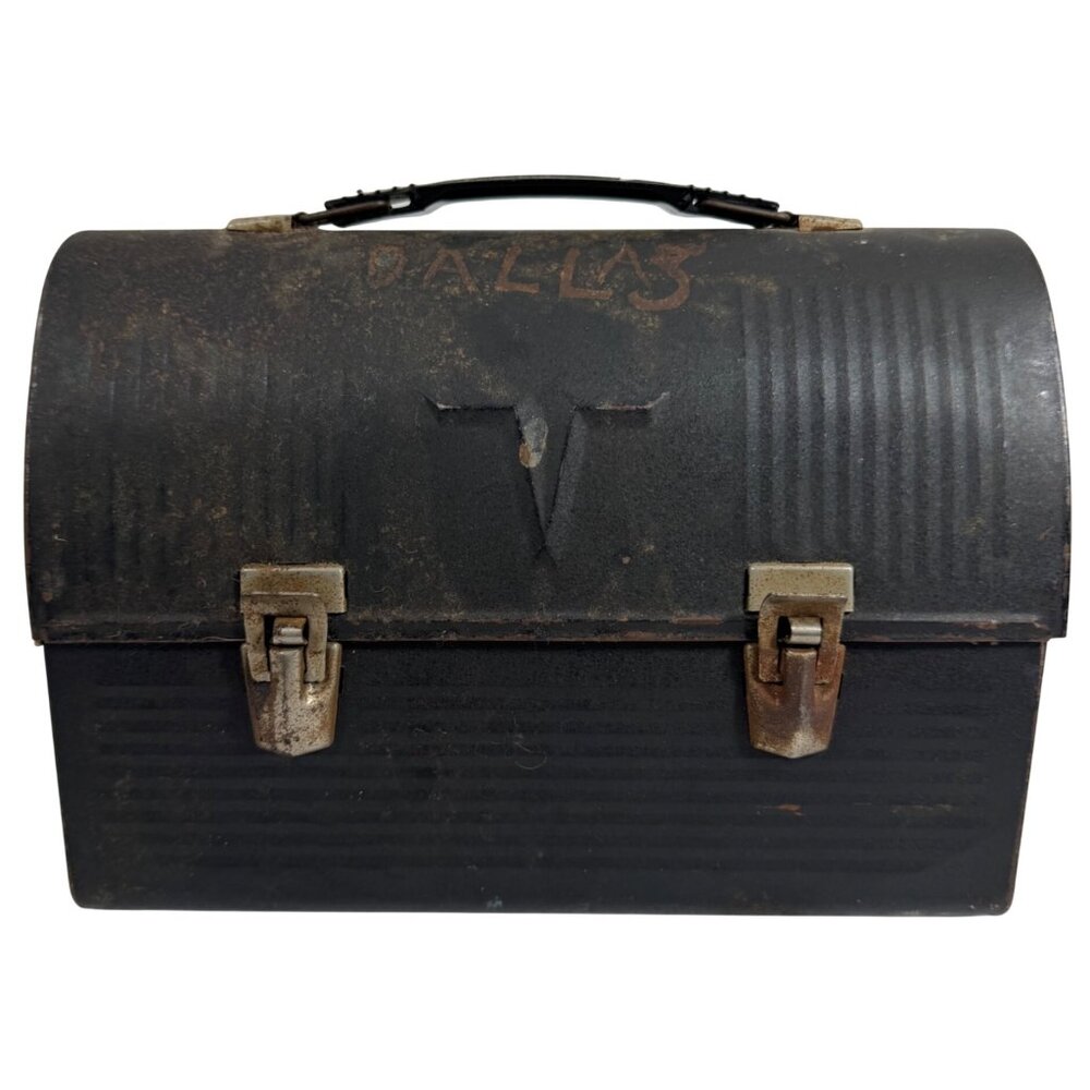 MCM Thermos Brand Victory Model Metal Dome Lunch Box DALLAS Retro Industrial